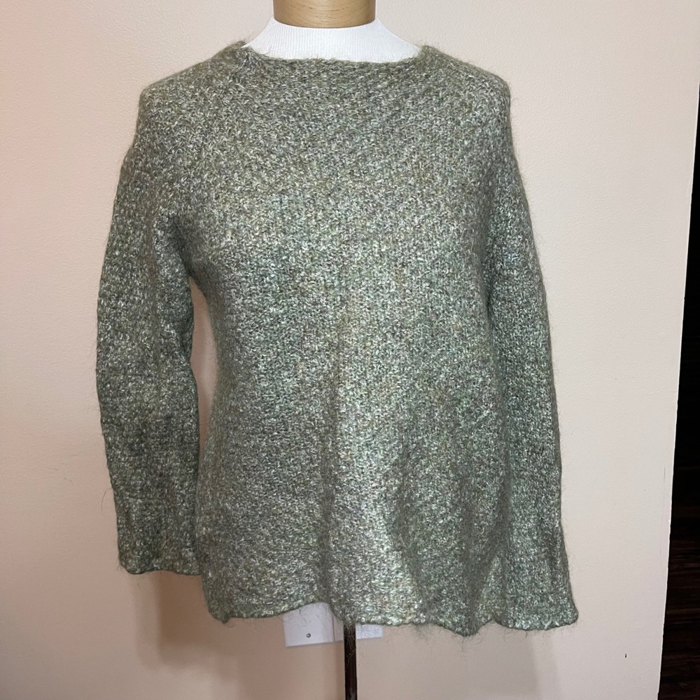 Laura Ashley Mohair Wool Blend Knit Sweater‎ Pullover Green Large Italy